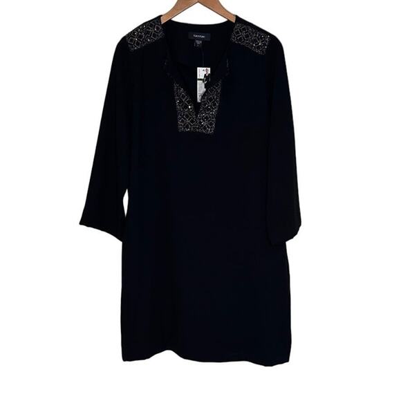 NWT Karen Kane Black Embroidered Shift Dress LARGE - Picture 9 of 9
